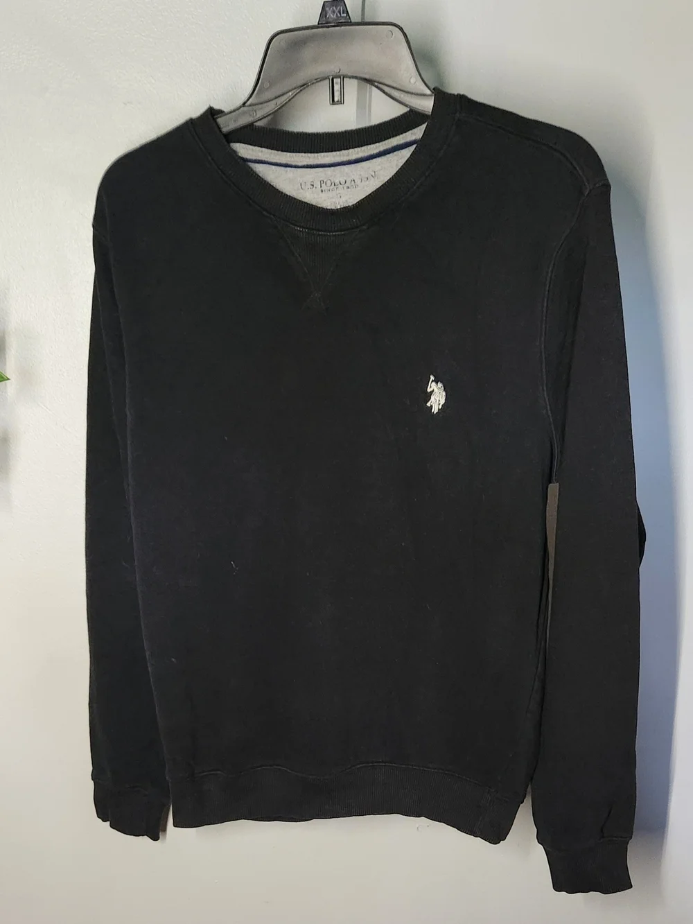 U.S. Polo Assn. Black Crewneck Sweatshirt with White Polo Logo